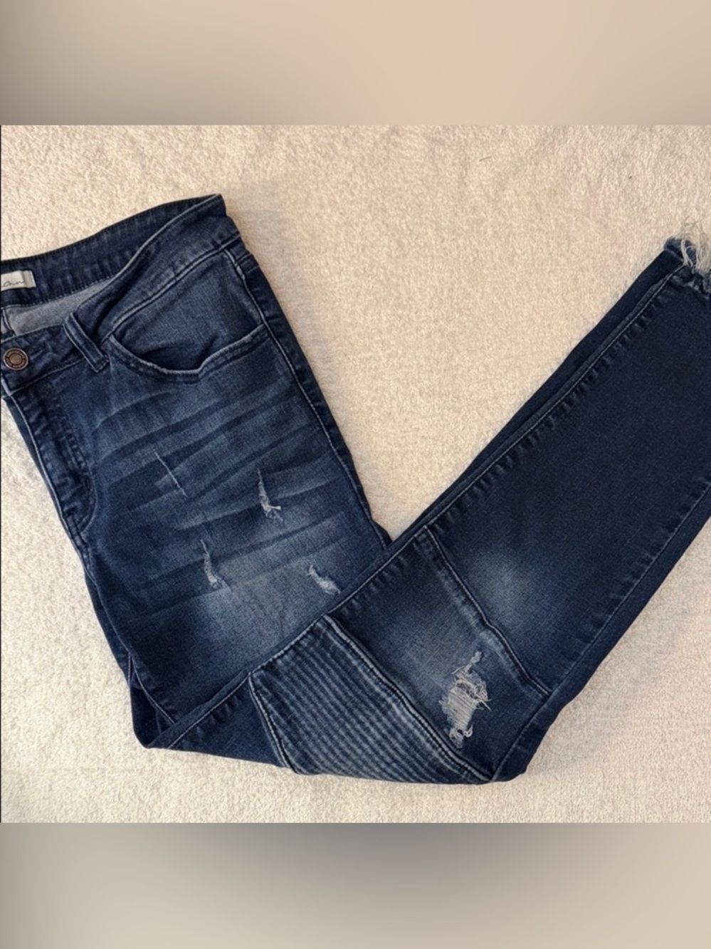 KanCan Skinny Moto Jeans KC8201SD Distressed Denim Biker Ribbed Knee Grunge Edgy